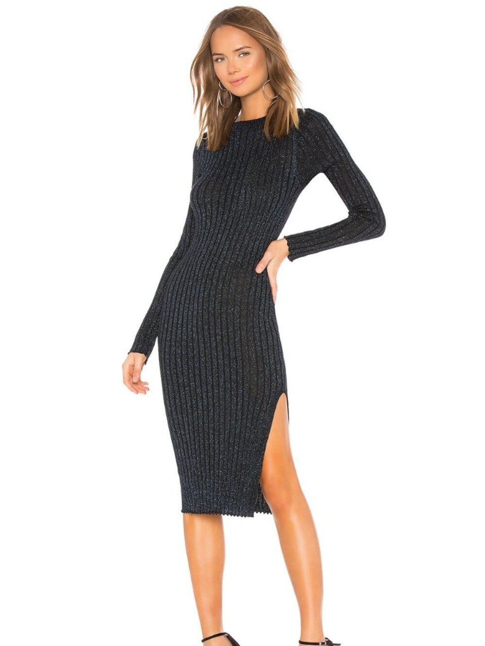 BY THE WAY. Aliza Sweater Dress In Blue Metallic